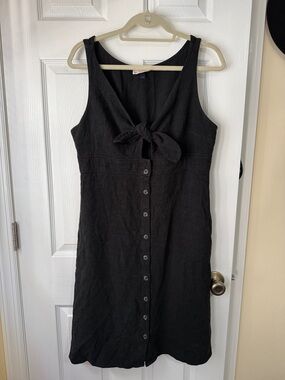 Universal Thread Black Tie-Front Button-Down Midi Dress